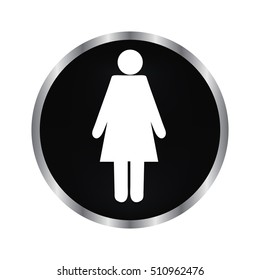 female - vector icon on a black button