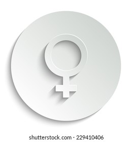 Female   - vector icon with shadow on a round button