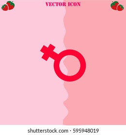 Female vector  icon. Strawberry Background.