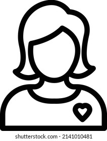 female vector illustration isolated on a transparent background. stroke vector icons for concept or web graphics.