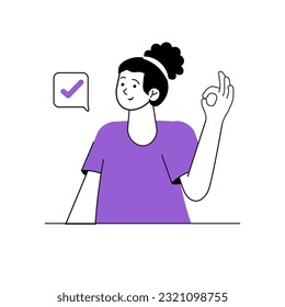 Female vector illustration showing nice hand sign