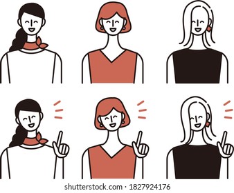 Female vector illustration. A simple line art.