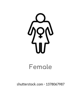 female vector line icon. Simple element illustration. female outline icon from signs concept. Can be used for web and mobile