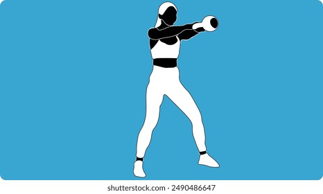 female vector silhouette athlete character, barbell lifting