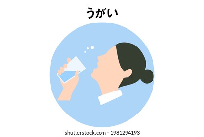 Female version gargling icon --Translation: Gargling