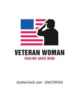 Female Veteran Vector Illustration Logo Design