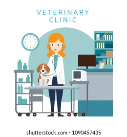 Female Veterinarian Checkup Dog