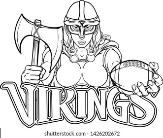 A female Viking, Trojan Spartan or Celtic warrior woman gladiator knight American football sports mascot