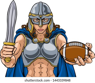 A female Viking, Trojan Spartan or Celtic warrior woman gladiator knight American football sports mascot