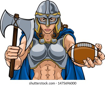 A female Viking, Trojan Spartan or Celtic warrior woman gladiator knight American football sports mascot