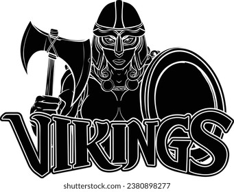 A female Viking, Trojan Spartan or Celtic warrior woman gladiator knight sports team mascot