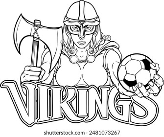 A female Viking, Trojan Spartan or Celtic warrior woman gladiator knight soccer football sports mascot