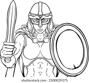 A female Viking, Trojan Spartan or Celtic warrior woman gladiator knight sports team mascot