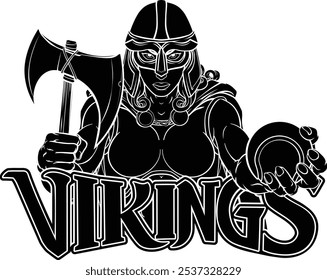 A female Viking, Trojan Spartan or Celtic warrior woman gladiator knight tennis sports mascot