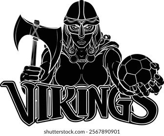 A female Viking, Trojan Spartan or Celtic warrior woman gladiator knight soccer football sports mascot