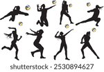 Female Volleyball Player, Volleyball Clipart, Sport Girl Silhouette