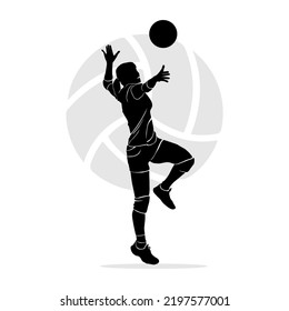 Female Volleyball Player Hitting Serve Ball Stock Vector (royalty Free 