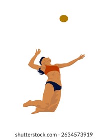 Female Volleyball Player Holding Ball Illustration