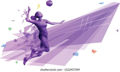 Female volleyball player on the attack