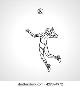 Female volleyball player outline silhouette