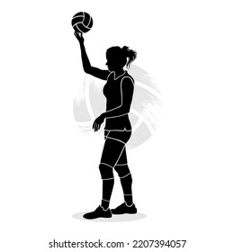 Female volleyball player preparing to serve the ball. Vector illustration