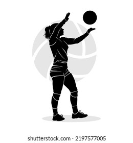 Female Volleyball Player Serving Ball Vector Stock Vector (Royalty Free ...