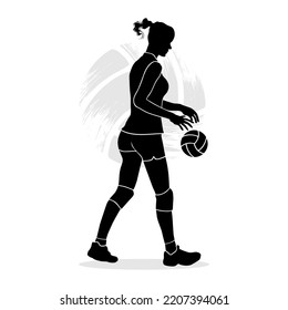 Female Volleyball Player Silhouette Isolated On Stock Vector (Royalty ...