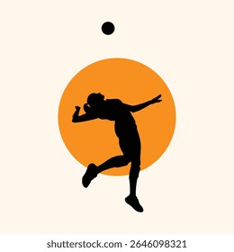 Female Volleyball Player Silhouette Vector Illustration