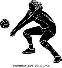 Female Volleyball Player Silhouette Woman Volleyball Stock Vector ...