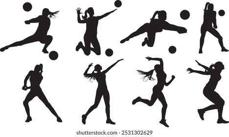 Female Volleyball Player, Sport Girl Silhouette, Volleyball Clipart