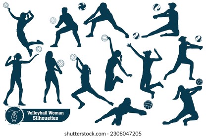 Female Volleyball Player Sports silhouettes vector Illustration