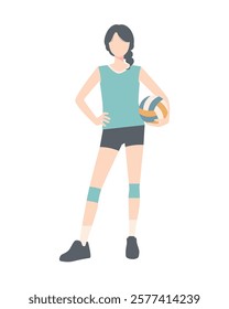 female volleyball player vector illustration