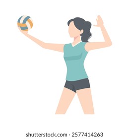 female volleyball player vector illustration