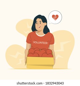 Female volunteer concept illustration for banner, poster, website, etc.