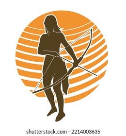 female warrior archer vector silhouette