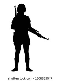 A female warrior with her weapon silhouette vector