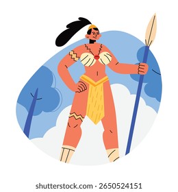 Female warrior illustration in flat style