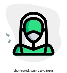 Female wearing fencing headgear for protection.