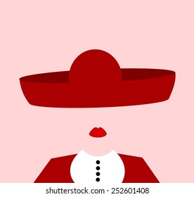 female wearing large mexican sombrero