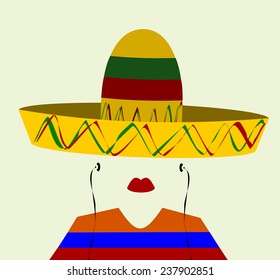 female wearing sombrero and headphones