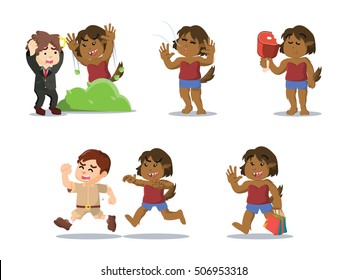 female werewolf cartoon set