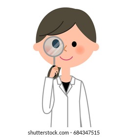 The female of the white coat,Magnifying glass