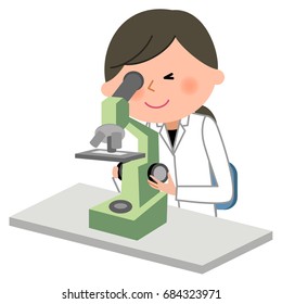 The female of the white coat,Microscope
