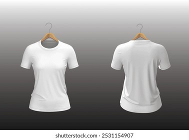 Female White T-shirt Back And Front Mockup