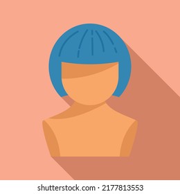 Female wig icon flat vector. Head style. Fashion face