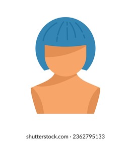 Female wig icon flat vector. Head style. Fashion face isolated