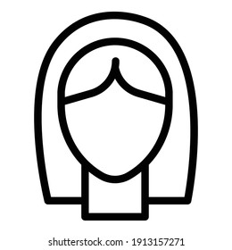 Female wig icon. Outline female wig vector icon for web design isolated on white background
