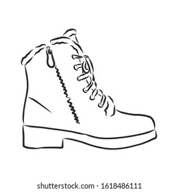Female winter boots, vector sketch illustration 