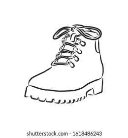 Female winter boots, vector sketch illustration 