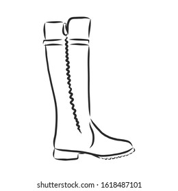 Female winter boots, vector sketch illustration 